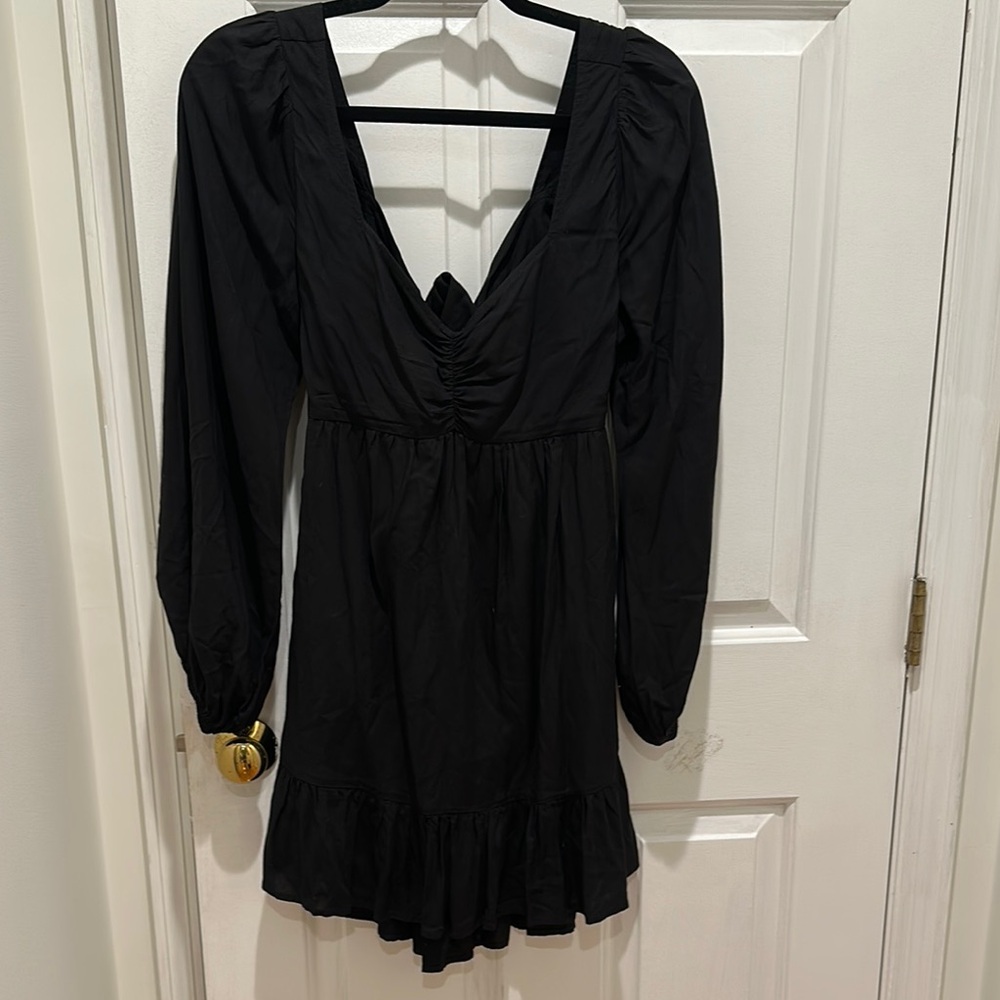 Shore Black Tie Back Baby Doll Dress